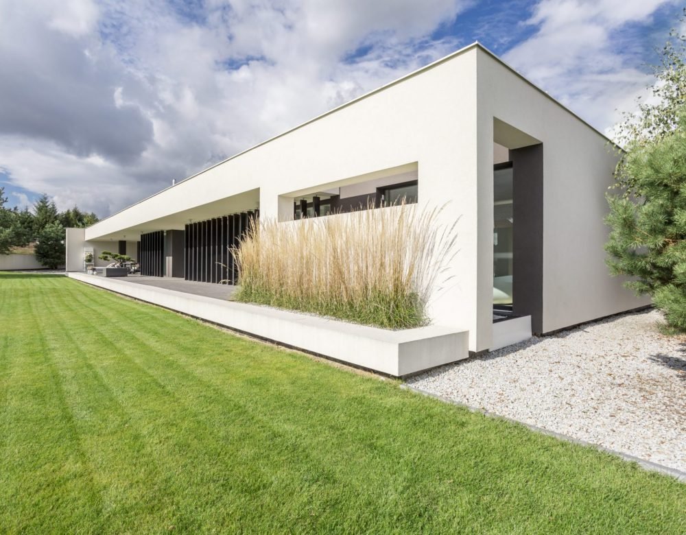 Rectangualr block of minimalistic, modern and geometric villa